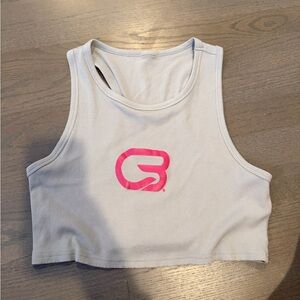 Cyclebar Gray Crop Top with Pink Logo